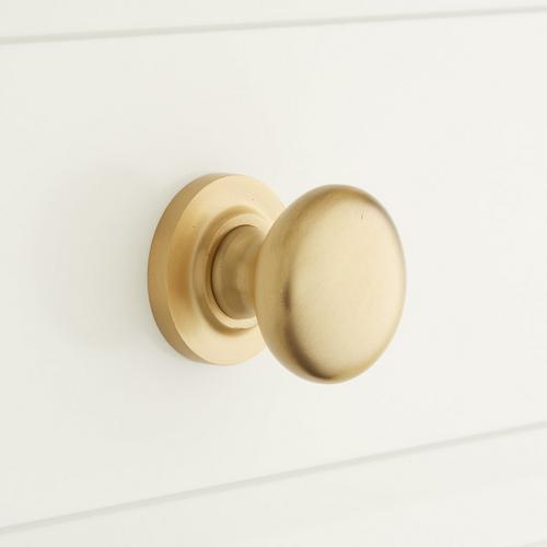 Brass Round Knob with Beveled Round Base Plate