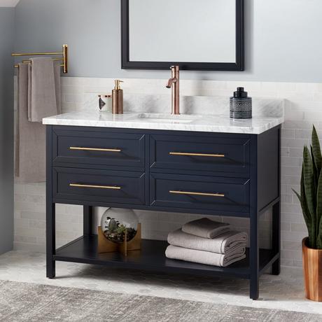 48" Robertson Mahogany Console Vanity for Rectangular Undermount Sink - Midnight Navy Blue