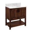 30" Morris Rustic Brown Vanity - 8" Drillings - UM Sink- Carrara Marble Top, , large image number 0