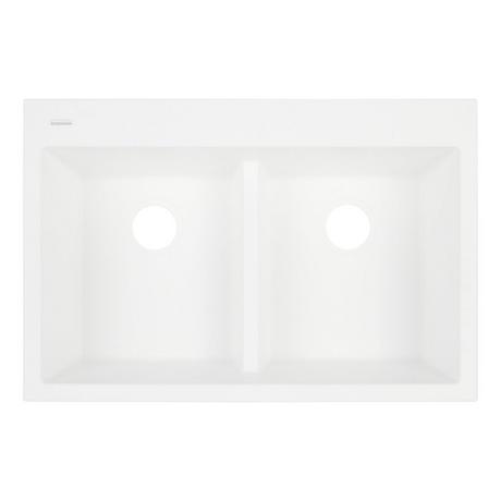 33" Algren Double-Bowl Drop-In Granite Composite Sink - Cloud White