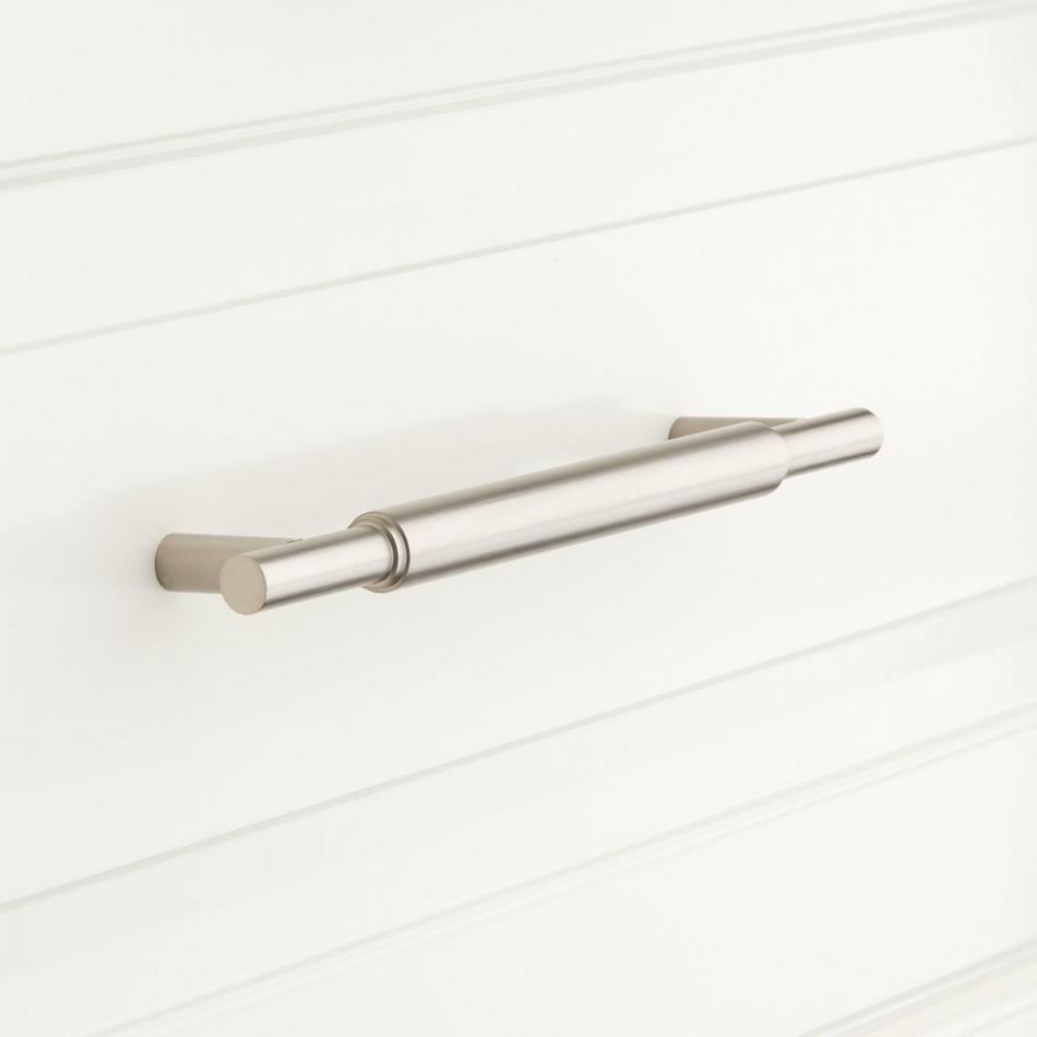 3-3/4" Colmar Solid Brass Cabinet Pull - Brushed Nickel, , large image number 0