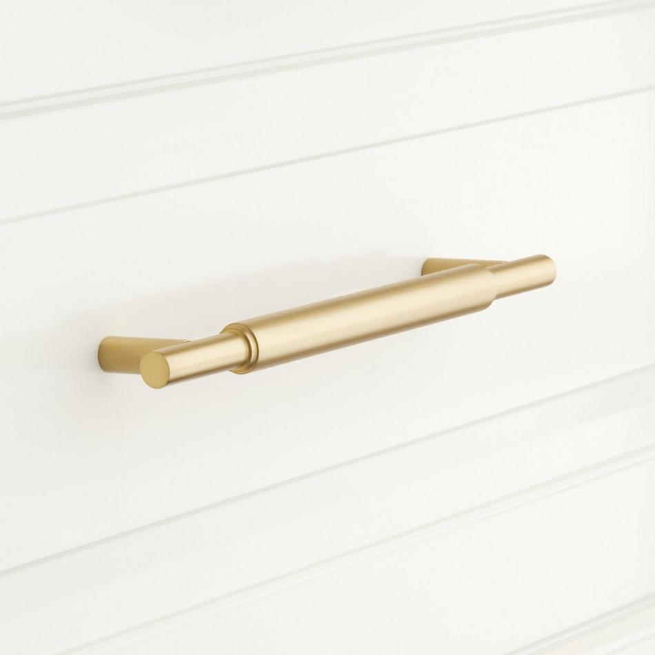 3-3/4" Colmar Solid Brass Cabinet Pull - Satin Brass, , large image number 0