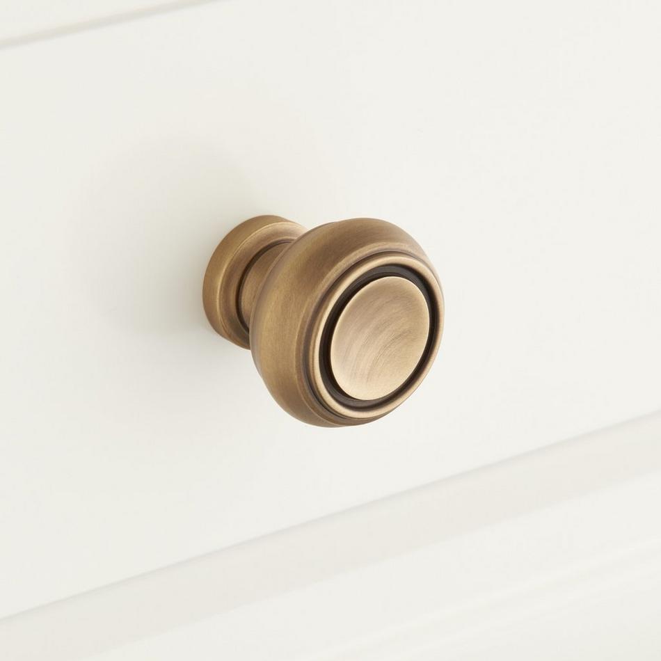 1-1/4" Cipullo Solid Brass Round Cabinet Knob - Antique Brass, , large image number 0