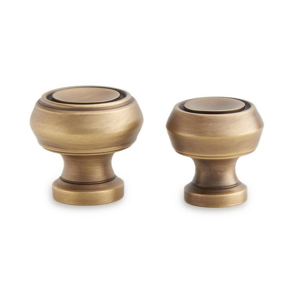 1-1/4" Cipullo Solid Brass Round Cabinet Knob - Antique Brass, , large image number 1