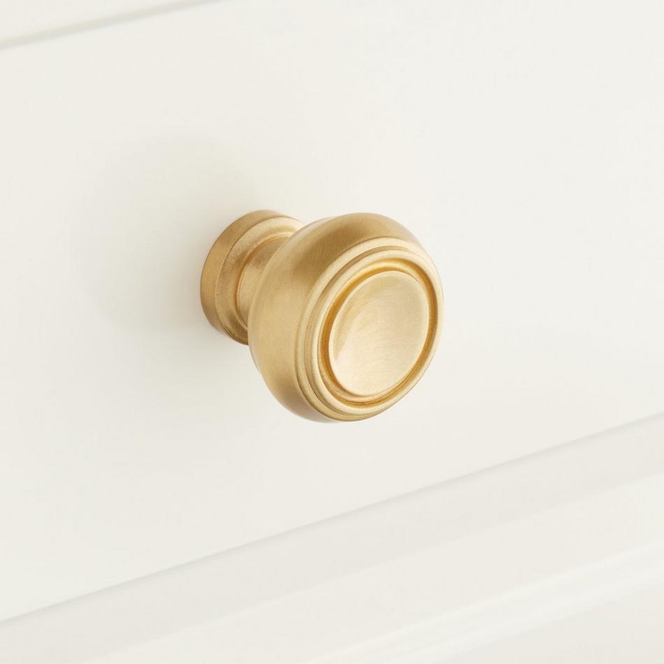 1-1/4" Cipullo Solid Brass Round Cabinet Knob - Satin Brass, , large image number 0