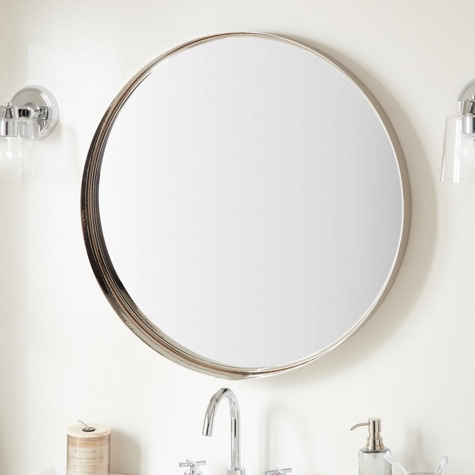 24 Inch Round Mirror with Black Metal Frame and Pure Silver Backing, Circle  Bathroom Mirror for Over Sink, Round Mirror for Wall Decor, Modern Bathroom  Vanity Mirror for Entryway, Living Room 