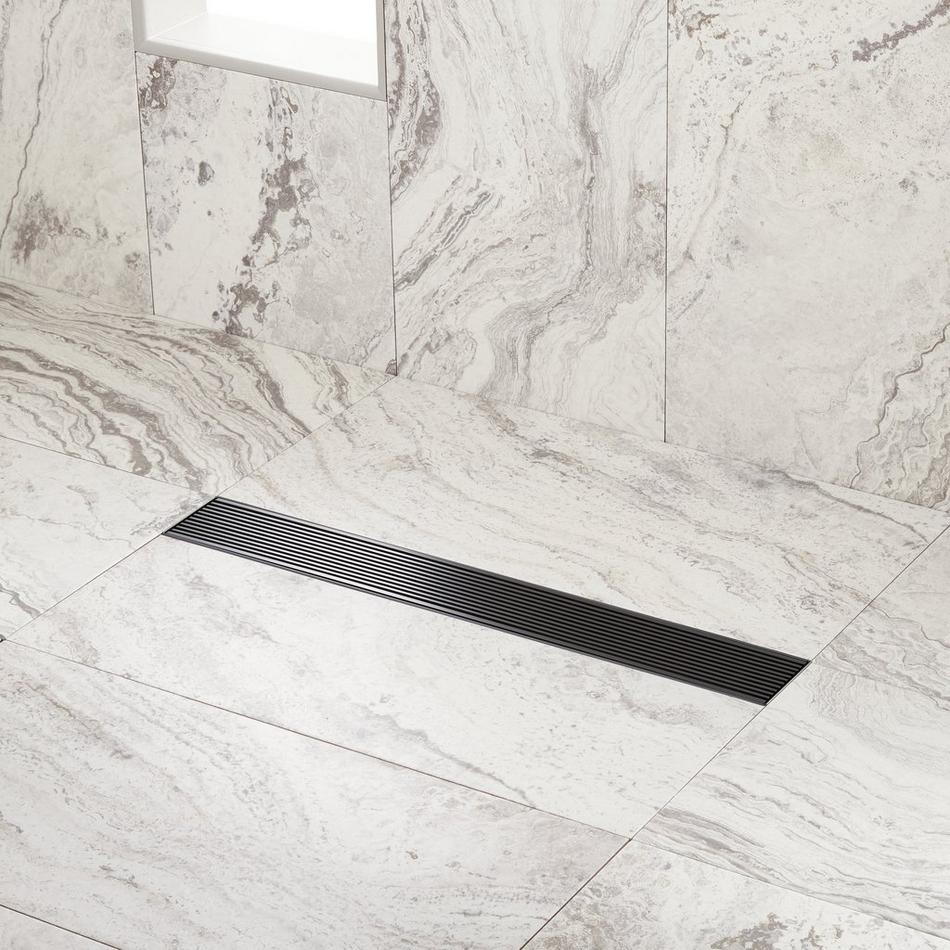 28" Carmen Linear Shower Drain - with Drain Flange - Matte Black, , large image number 0