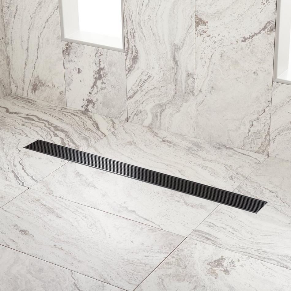 36" Carmen Linear Shower Drain - with Drain Flange - Matte Black, , large image number 0