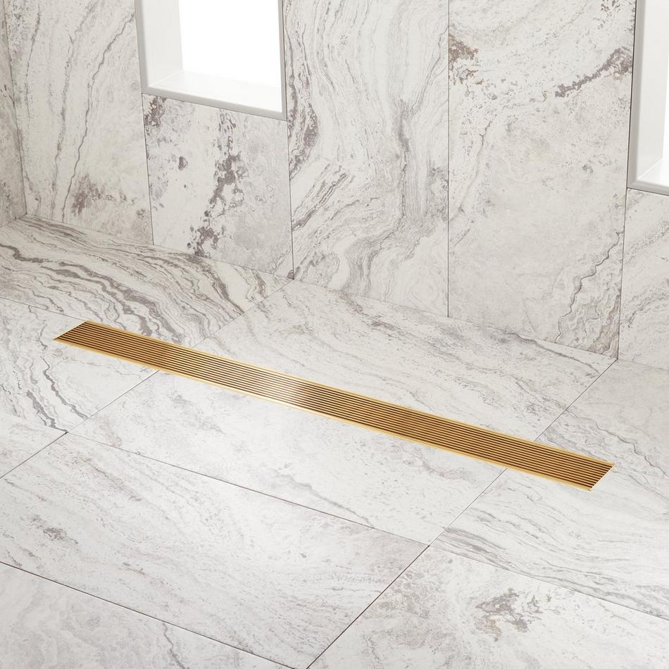 40" Carmen Linear Shower Drain - with Drain Flange - Polished Brass, , large image number 0