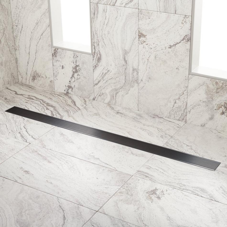 48" Carmen Linear Shower Drain - with Drain Flange - Matte Black, , large image number 0