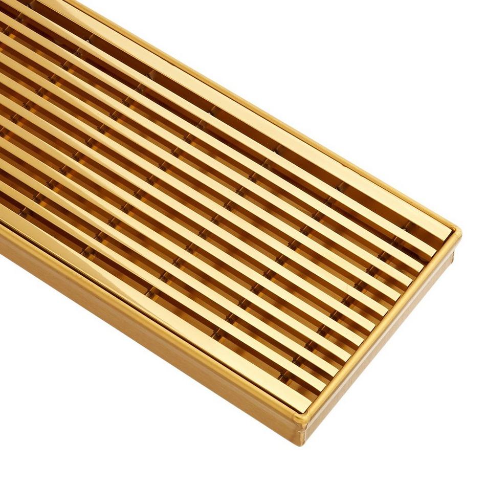 48" Carmen Linear Shower Drain - with Drain Flange - Polished Brass, , large image number 1