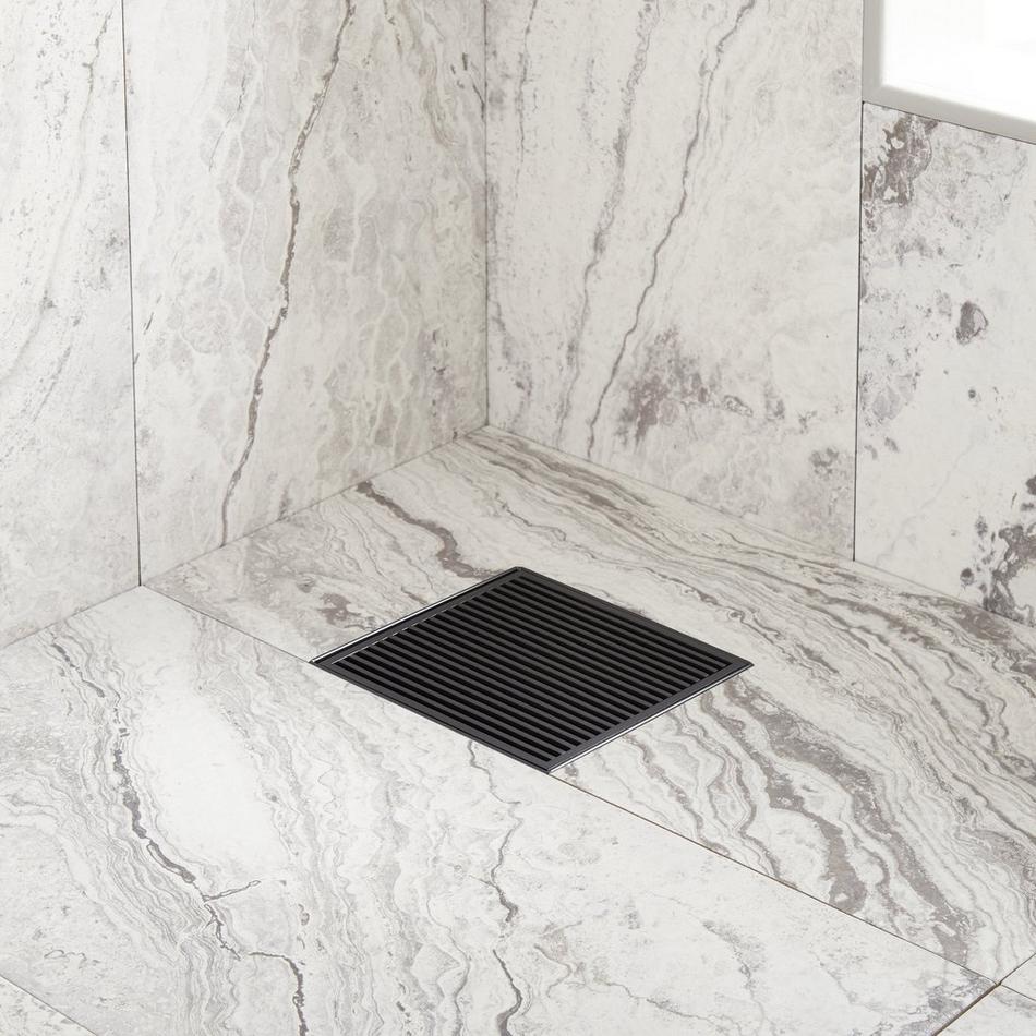 6" Carmen Square Shower Drain - with Drain Flange - Matte Black, , large image number 0