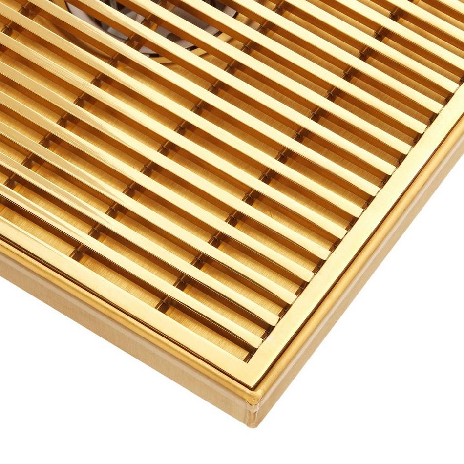 4" Carmen Square Shower Drain - with Drain Flange - Polished Brass, , large image number 1