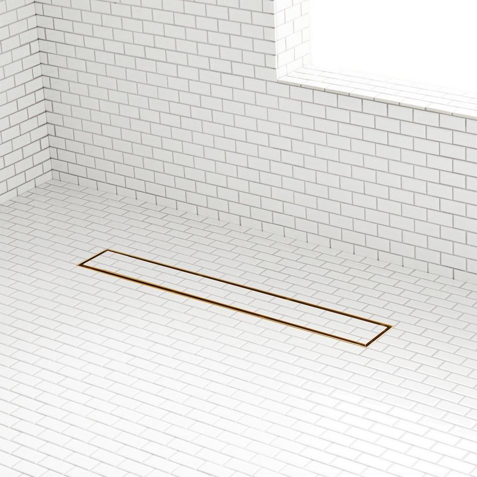 28" Cohen Linear Tile-In Shower Drain - with Drain Flange - Polished Brass, , large image number 0