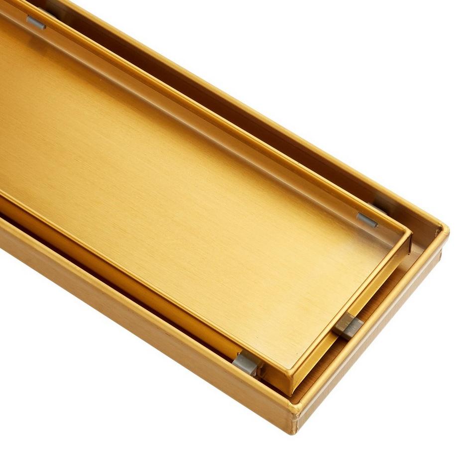 36" Cohen Linear Tile-In Shower Drain - with Drain Flange - Polished Brass, , large image number 1