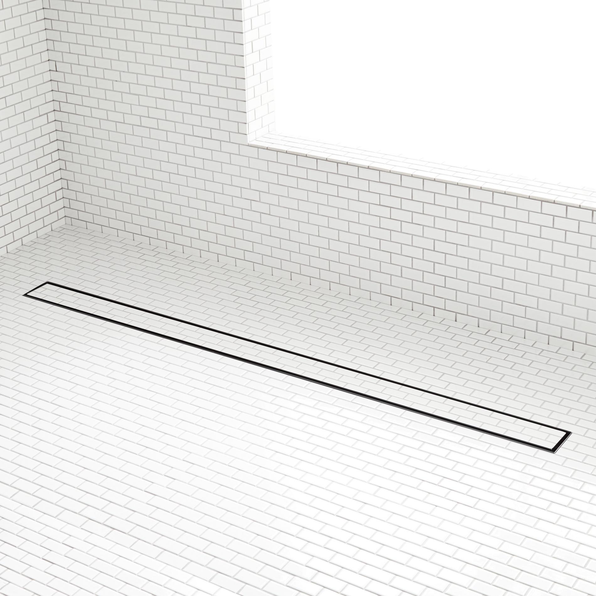 48" Cohen Linear TileIn Shower Drain with Drain Flange Matte Black Signature Hardware