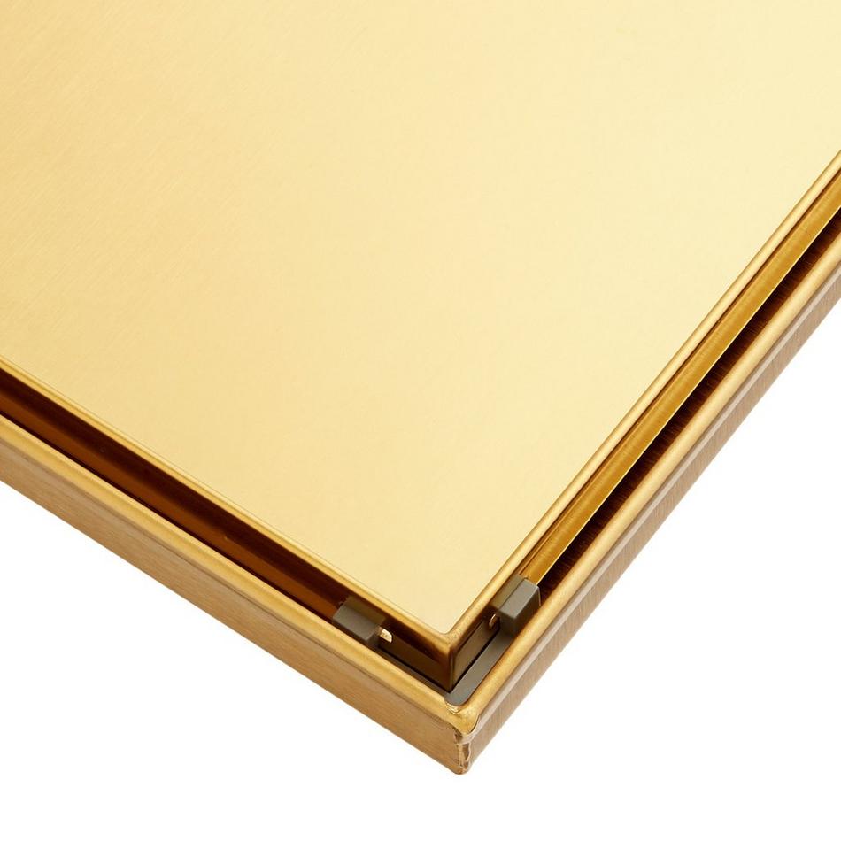 8" Cohen Square Tile-In Shower Drain - with Drain Flange - Polished Brass, , large image number 0