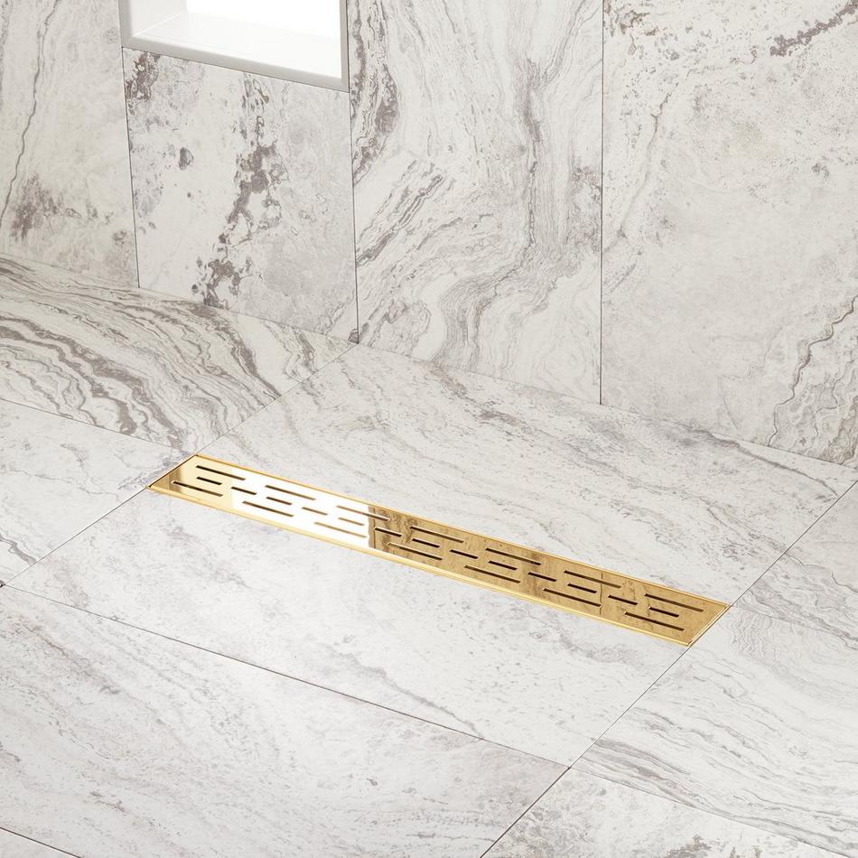 24" Effendi Linear Shower Drain - with Drain Flange - Polished Brass, , large image number 0