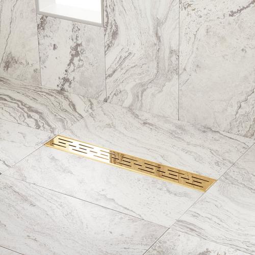 Effendi Linear Shower Drain with Drain Flange - Polished Brass