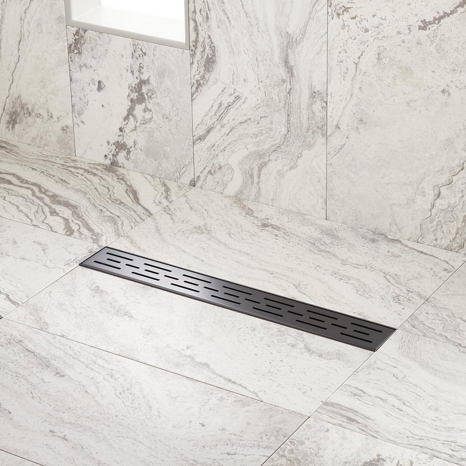 28" Effendi Linear Shower Drain - with Drain Flange - Matte Black, , large image number 0