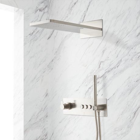Hollyn Simple Select Thermostatic Shower System with Dual-Function Shower Head and Hand Shower