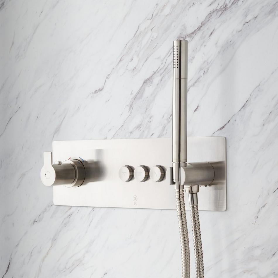 Hollyn SimpleSelect Thermostatic Shower System with Dual-Function Shower Head and Hand Shower - Brus, , large image number 2