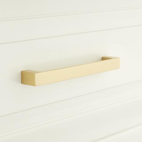 Signature Hardware 476358 White / Polished Brass Odion 3-3/4 Inch Center to  Center Bar Cabinet Pull 