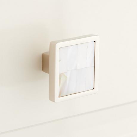 Kumano Square White Mother of Pearl Cabinet Knob