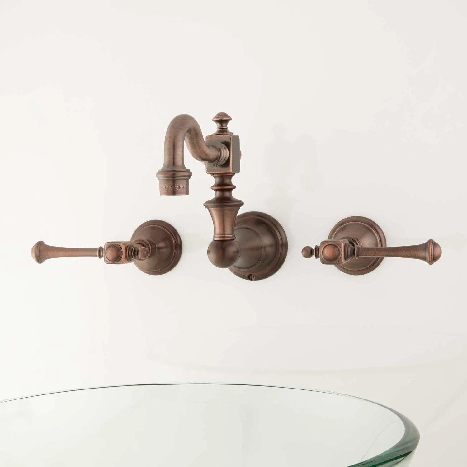 Vintage Wall Mount Bathroom Faucet Lever Handles Oil Rubbed