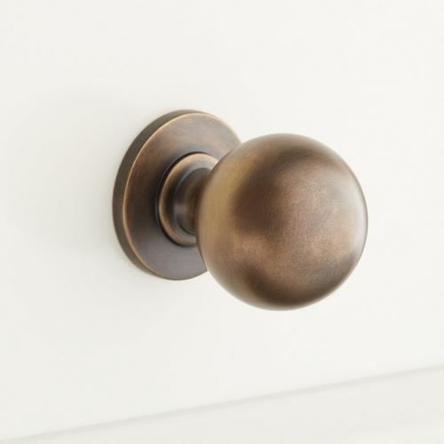 Rodino Solid Brass Round Cabinet Knob in Antique Brass