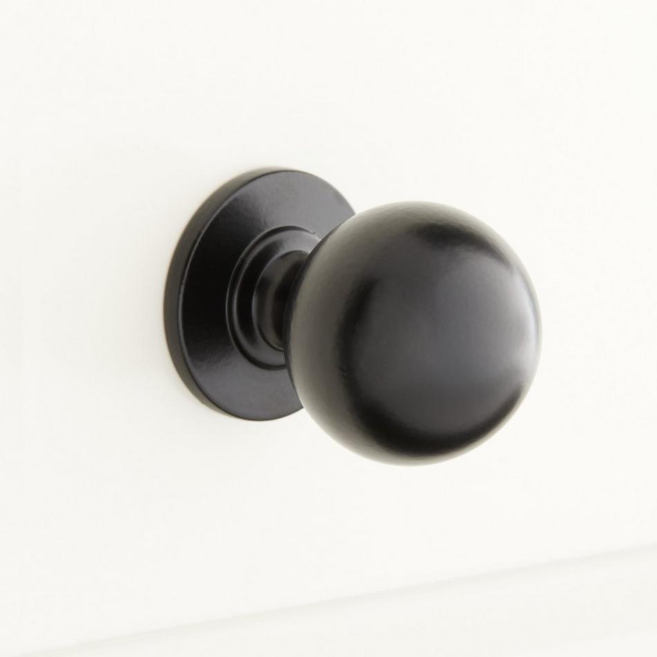 1-1/4" Rodino Solid Brass Round Cabinet Knob - Matte Black, , large image number 0