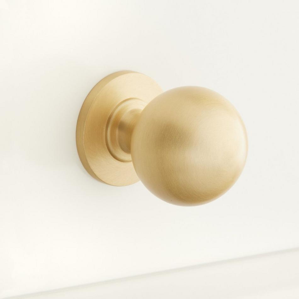 1-1/4" Rodino Solid Brass Round Cabinet Knob - Satin Brass, , large image number 0