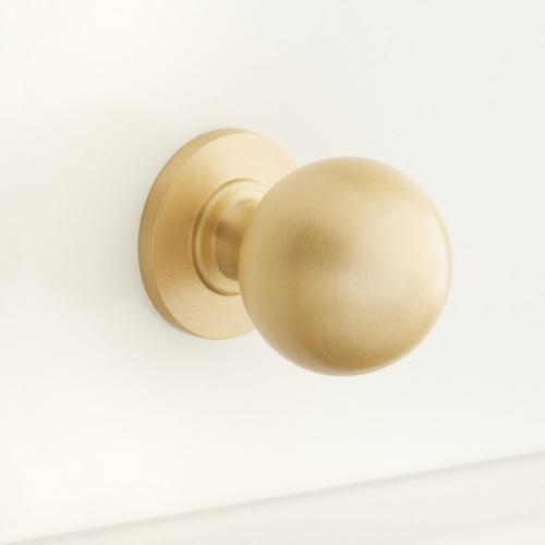 Rodino Solid Brass Round Cabinet Knob in Satin Brass