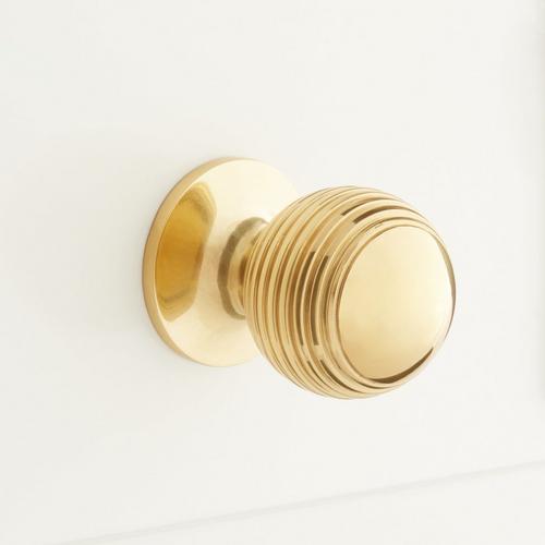 Garneau Solid Brass Round Cabinet Knob in Polished Brass