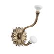 Floral Brass Double Hook with Porcelain Knobs, , large image number 0