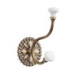 Beaded Floral Brass Double Hook with Porcelain Knobs, , large image number 0