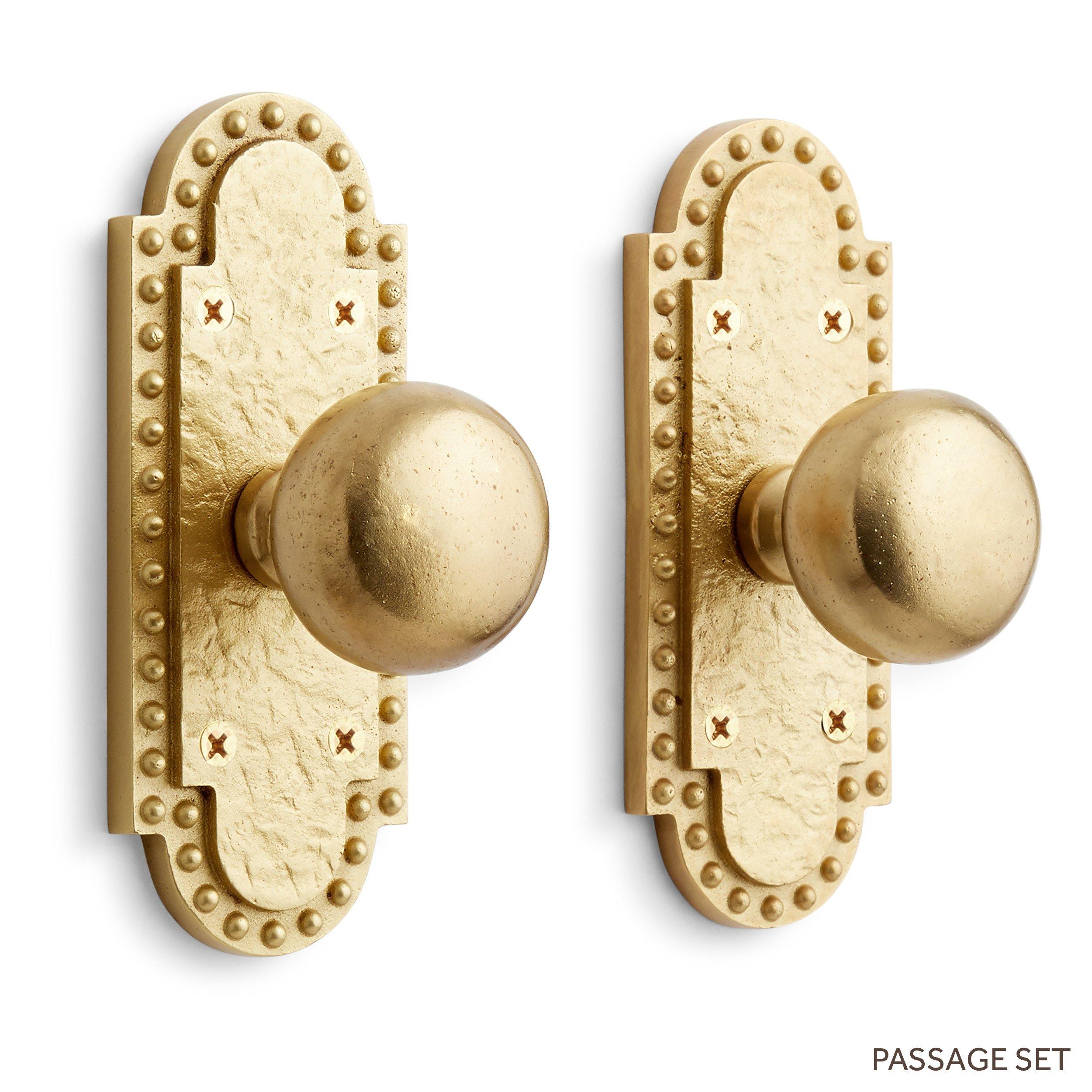 Hubbard Brass Interior Door Knob & Plate Set - Dummy