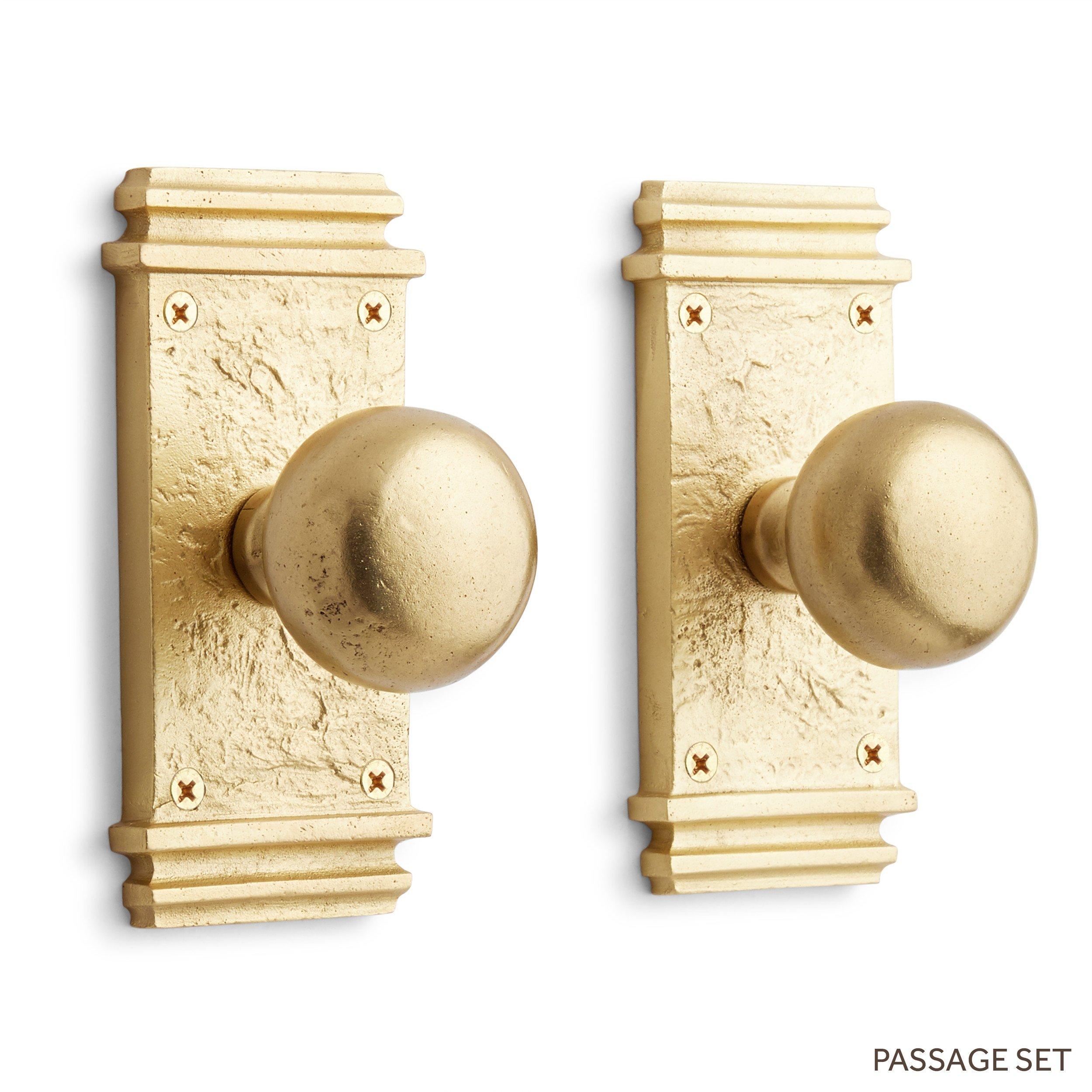 Brass Modern Hardware - Passage Orb Door Knob With Modern Rose in