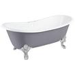 72" Lena Cast Iron Double-Slipper Tub - Tap Deck - 7" Rim Holes - Chrome Monarch Feet - Dark Gray, , large image number 0