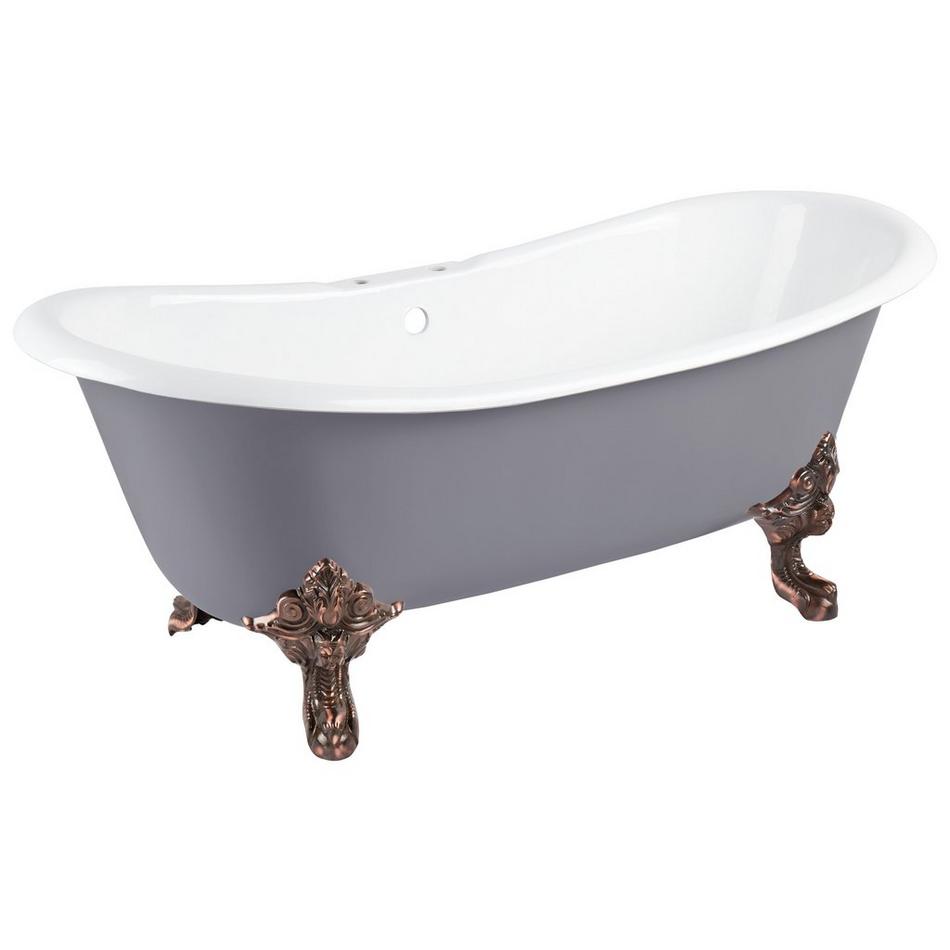72" Lena Cast Iron Double Slipper Tub - Tap Deck / 7" Rim Holes - Oil Rubbed Bronze Monarch Feet - D, , large image number 0