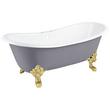 72" Lena Cast Iron Double Slipper Tub - Tap Deck / 7" Rim Holes - Polished Brass Monarch Feet - Dark, , large image number 0