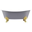 72" Lena Cast Iron Double Slipper Tub - Tap Deck / 7" Rim Holes - Polished Brass Monarch Feet - Dark, , large image number 1