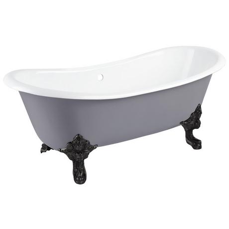 72" Lena Cast Iron Double-Slipper Tub - Rolled Rim - Monarch Imperial Feet
