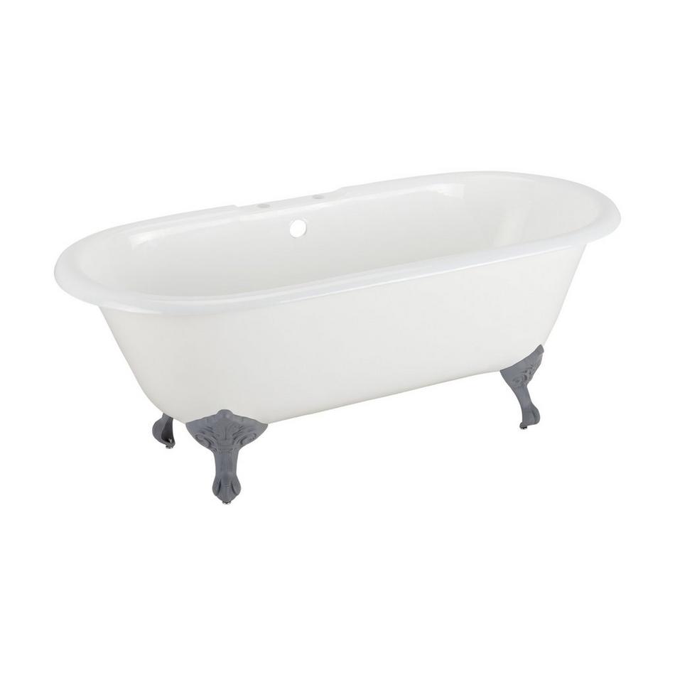60" Sanford Cast Iron Clawfoot Tub - Dark Gray Imperial Feet - 7" Rim Holes, , large image number 0