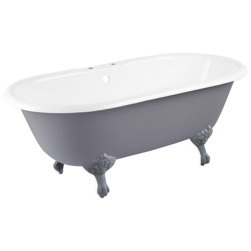 66" Sanford Cast Iron Clawfoot Tub - Dark Gray Imperial Feet - 7" Rim Holes - Dark Gray - No Dra, , large image number 0