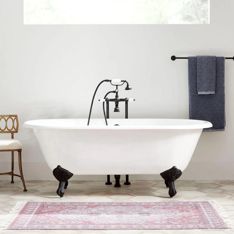 Sanford Cast Iron Double-Ended Clawfoot Soaking Tub - White