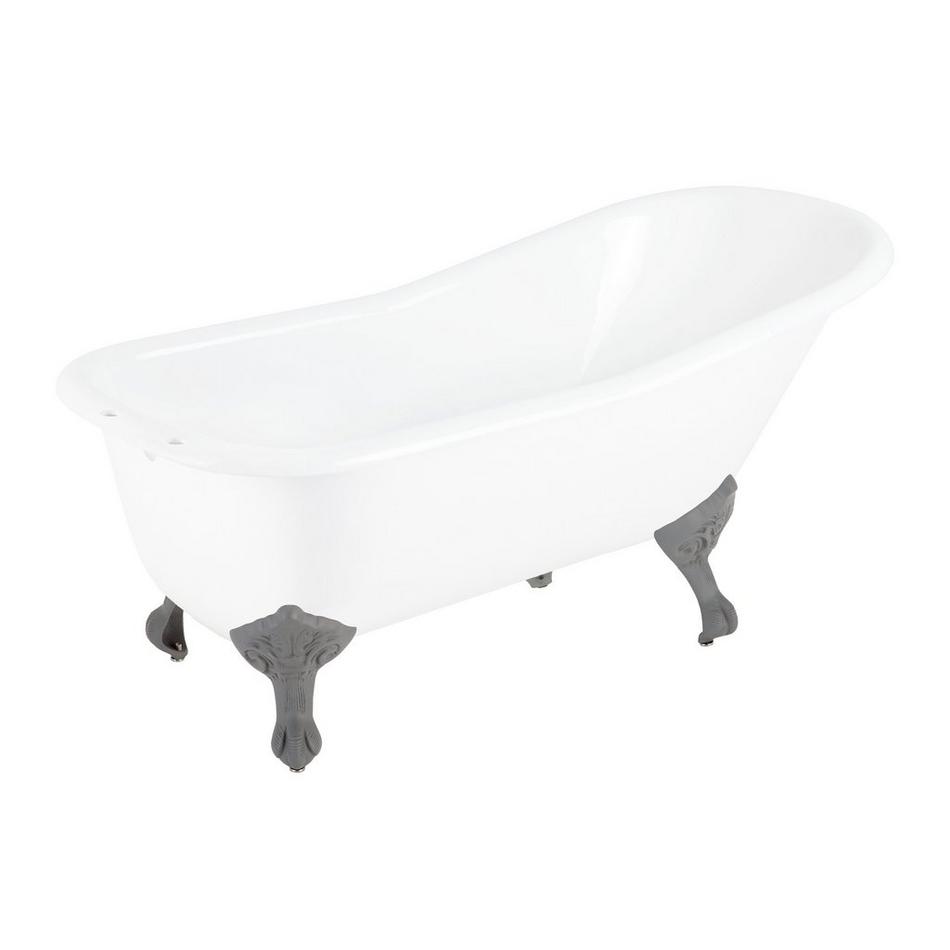 66" Goodwin Cast Iron Slipper Clawfoot Tub - Dark Gray Imperial Feet-Tap Deck-7" Tap Holes, , large image number 0