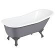 66" Goodwin Cast Iron Slipper Clawfoot Tub - Dark Gray - Rolled Rim - Dark Gray Feet - Less Drain, , large image number 0