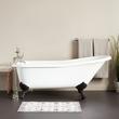 66" Goodwin Cast Iron Slipper Clawfoot Tub - White - 7" Rim Holes - Black Feet - Less Drain, , large image number 0