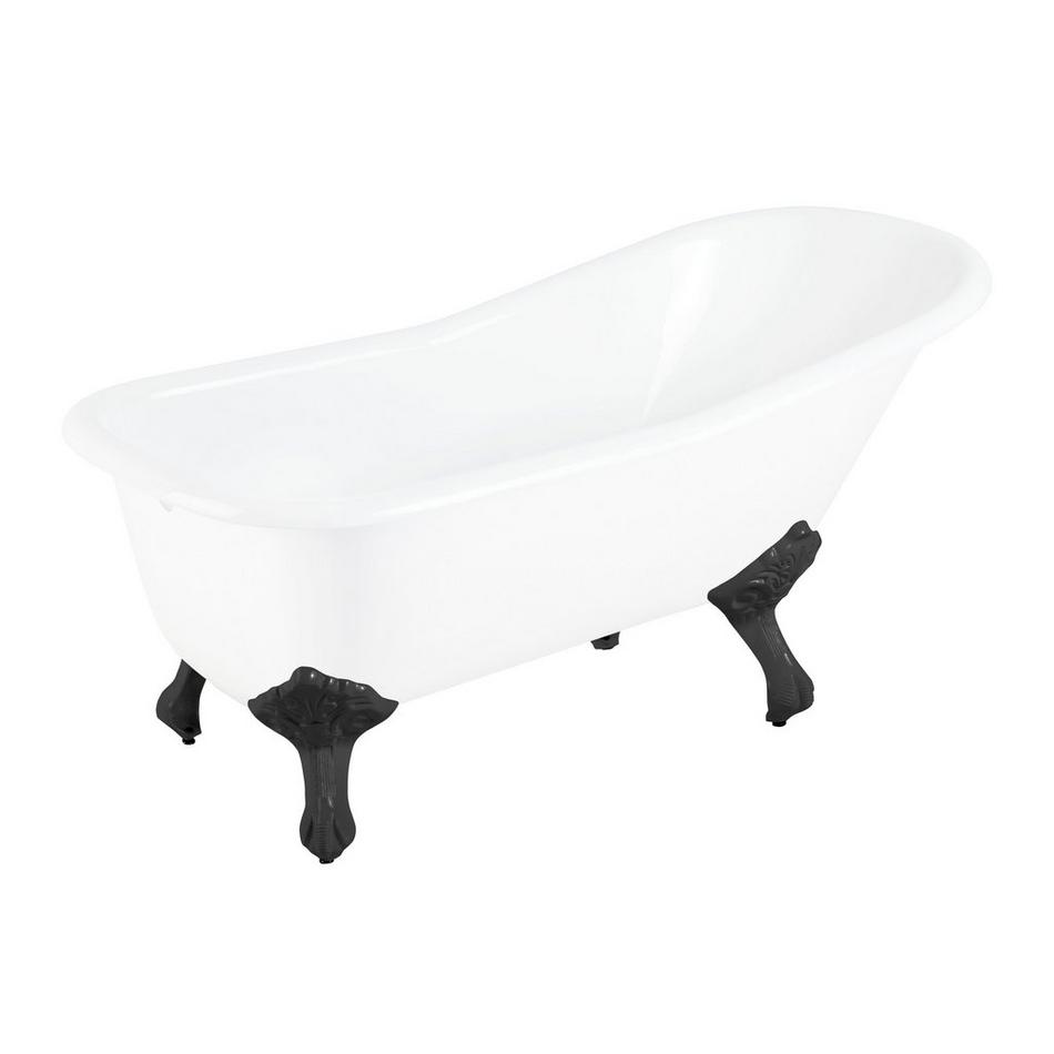 66" Goodwin Cast Iron Slipper Tub - Black Feet - Rolled Rim - No Tap Holes, , large image number 1